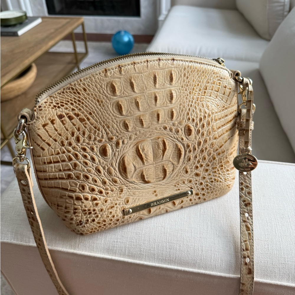 Brahmin Tan Crocodile Embossed Crossbody Bag